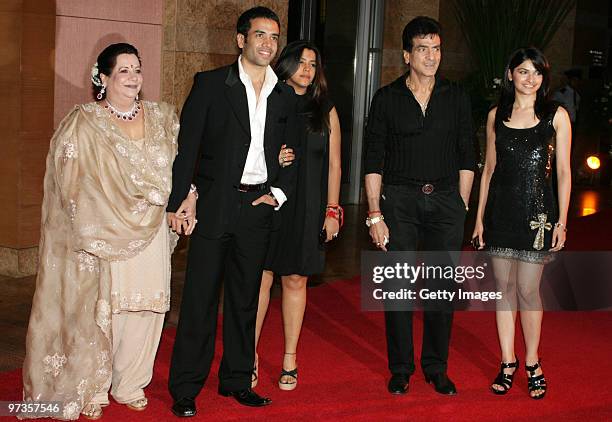 Bollywood actor Jeetendra Kapoor and his family attend a party hosted by Indian businessman Anil Ambani and his actress wife Tina, February 28, 2010...
