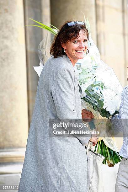 Florence Aubenas arrives at the Elysee for the ceremony held in honor of Ingrid Betancourt's liberation from captivity on July 4, 2008 in Paris,...