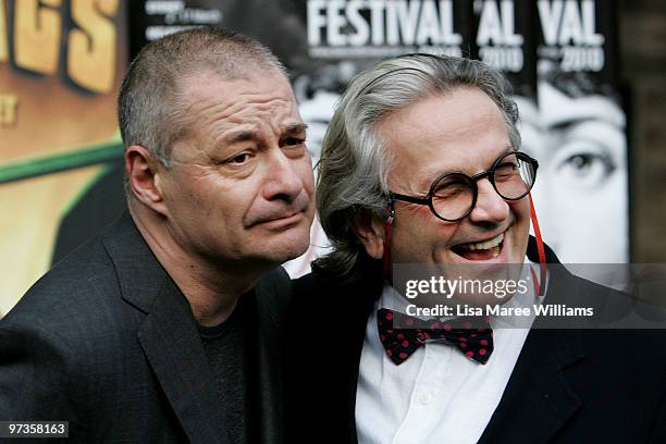 Director Jean-Pierre Jeunet and Dr George Miller arrive at the French Film Festival Opening Gala at the National Arts School on March 2, 2010 in...