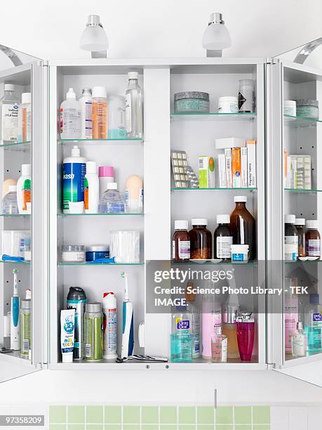 bathroom cabinet - medicine cabinet stock pictures, royalty-free photos & images