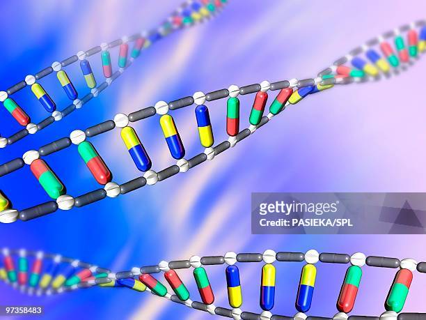 gene therapy, conceptual artwork - adenine stock illustrations