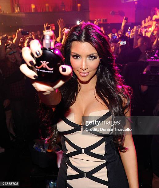 Kim Kardashian celebrates her fragrance launch at Tao Las Vegas at the Venetian Hotel and Casino Resort on February 27, 2010 in Las Vegas, Nevada.