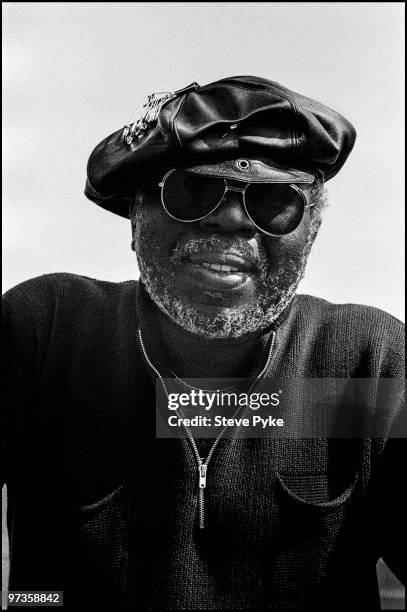 American singer, songwriter and musician Curtis Mayfield at Stamford Bridge football ground, London, 15th May 1987.