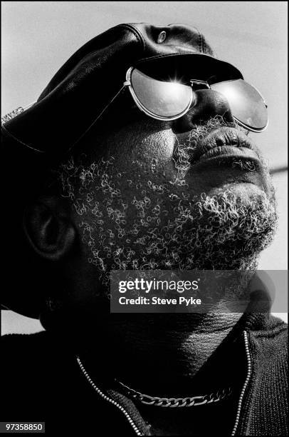 American singer, songwriter and musician Curtis Mayfield at Stamford Bridge football ground, London, 15th May 1987.