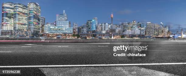 empty tarmac road travel through sydney city - chinaface stock pictures, royalty-free photos & images