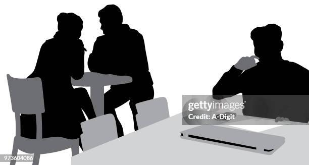 studying or socializing - couple thinking white background stock illustrations
