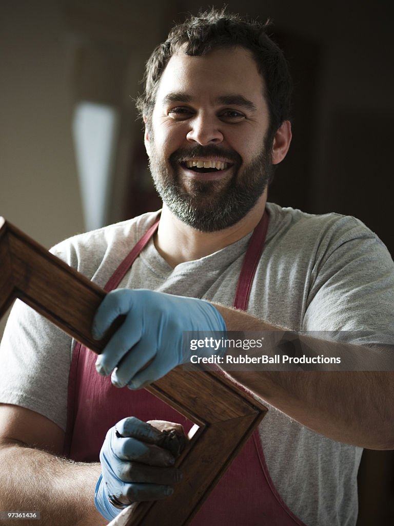 USA, Utah, Orem, carpenter at work