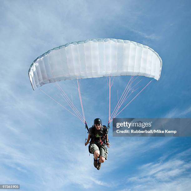 usa, utah, lehi, low angle view of mature paraglider - parapente fotografías e imágenes de stock