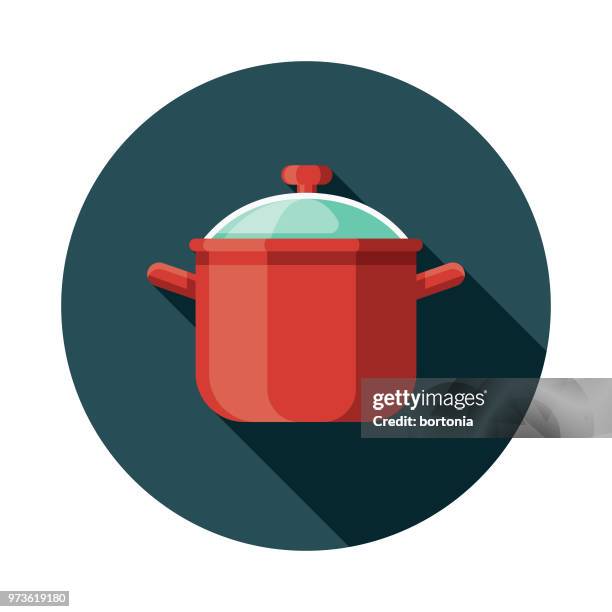 suppe topf flach küche utensil designikone - kitchen stock-grafiken, -clipart, -cartoons und -symbole