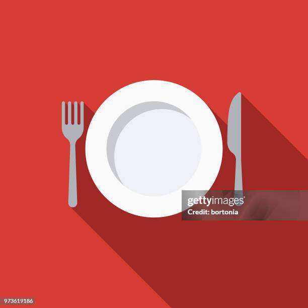 tableware flat design kitchen utensil icon - table setting stock illustrations