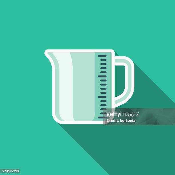 measuring cup flat design kitchen utensil icon - volume fluid capacity stock illustrations
