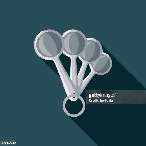 ilustrações de stock, clip art, desenhos animados e ícones de measuring spoons flat design kitchen utensil icon - colher de sopa