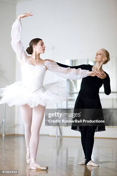 springville, utah, usa, ballet teacher and young ballet dancer (16-17) - springville utah stock pictures, royalty-free photos & images