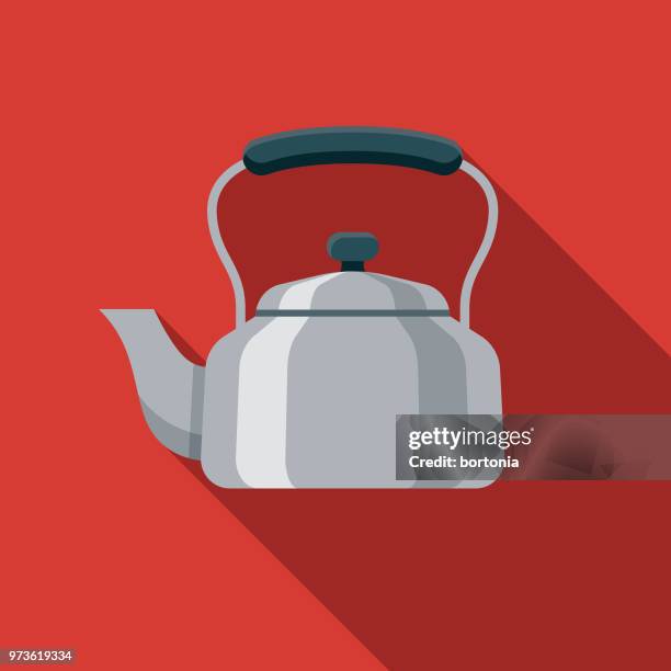 kettle flat design kitchen utensil icon - coffee pot stock illustrations