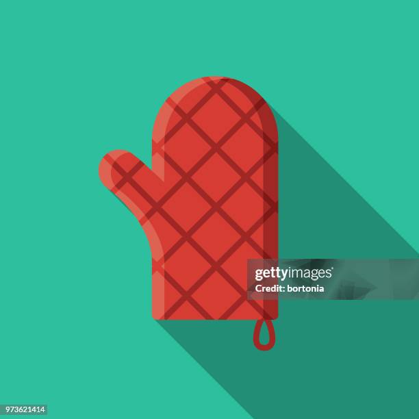 oven mitt flat design kitchen utensil icon - insulation stock illustrations