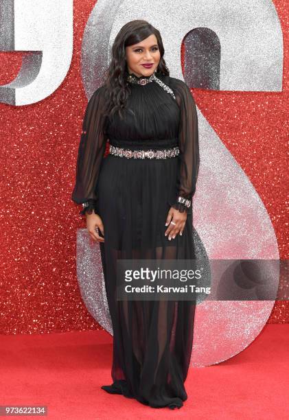 Mindy Kaling attends the European Premiere of 'Ocean's 8' at Cineworld Leicester Square on June 13, 2018 in London, England.