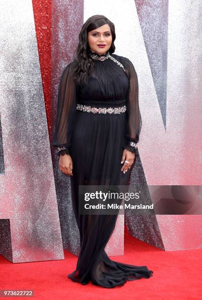 Mindy Kaling attends the 'Ocean's 8' UK Premiere held at Cineworld Leicester Square on June 13, 2018 in London, England.