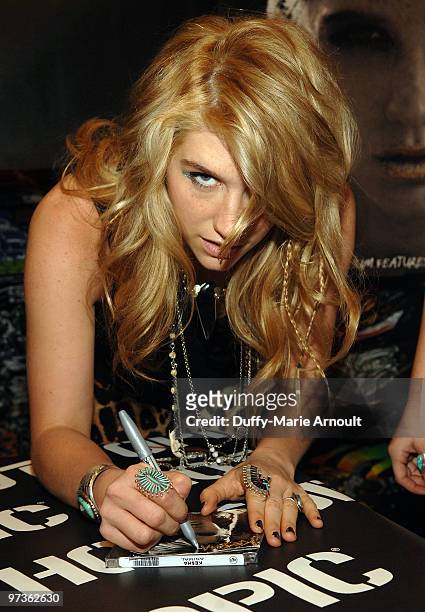 Singer Ke$ha attends her in store appearance at Hot Topic on January 9, 2010 in Hollywood, California.