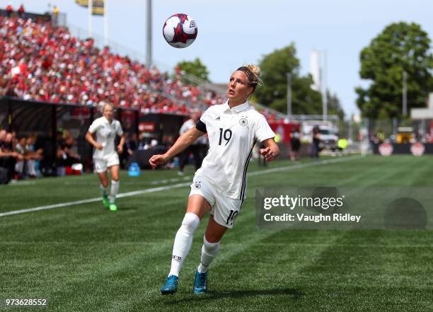 Svenja Huth of Germany controls the ball during the first half of an International Friendly match against Canada at Tim Hortons Field on June 10,...