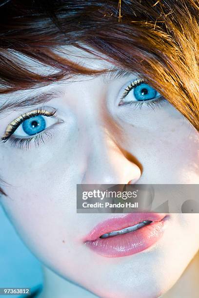 portrait of a young woman, close-up - wonky fringe stock pictures, royalty-free photos & images
