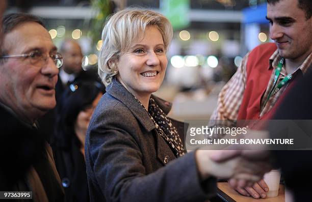 French Junior Minister for Family and Solidarity Nadine Morano visits on March 2, 2010 the international agricultural fair to be held until March 7...