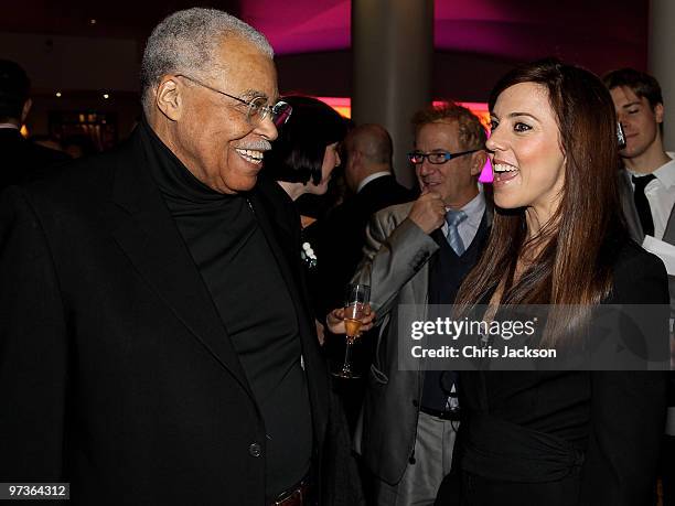 James Earl Jones and Melanie Chisholm attend the Laurence Olivier Awards Nominee Luncheon Party at the Haymarket Hotel on March 2, 2010 in London,...