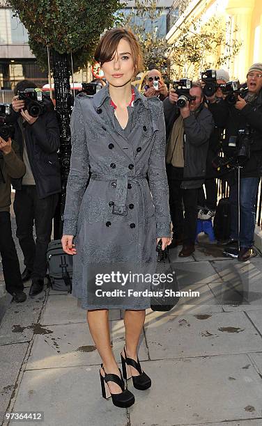 Keira Knightley attends The Laurence Olivier Awards nominee's luncheon at Haymarket Hotel on March 2, 2010 in London, England.