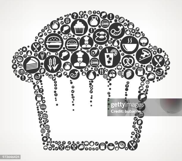 muffin food black and white icon background - egg muffins stock illustrations