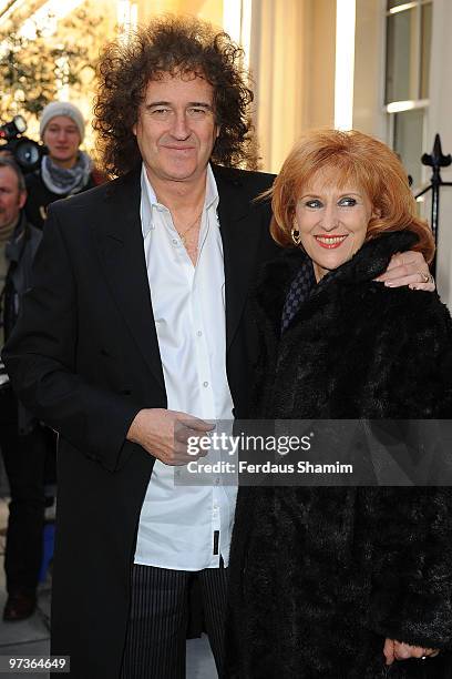 Brian May and Anita Dobson attends The Laurence Olivier Awards nominee's luncheon at Haymarket Hotel on March 2, 2010 in London, England.