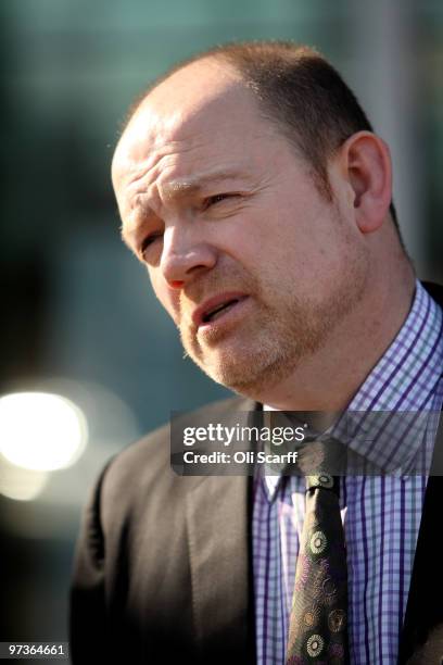 Mark Thompson, the director General of the BBC, gives a television interview outside BBC Television Centre on March 2, 2010 in London, England. The...