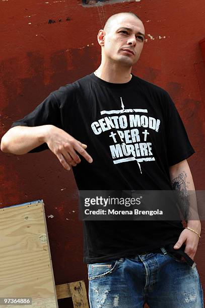 Fabri Fibra attends the Italian tv show "Scalo 76" on May 15, 2008 in Milan, Italy.