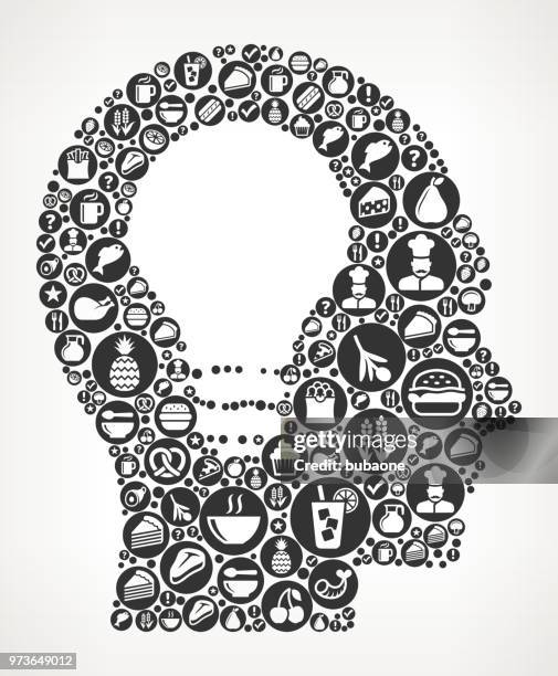 idea head  food black and white icon background - fish in bulb stock illustrations