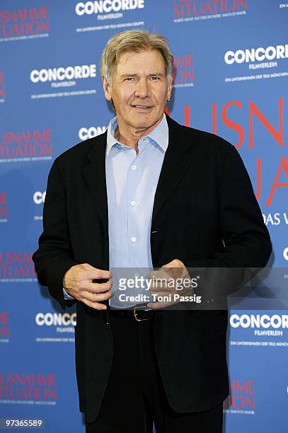 Actor Harrison Ford attends the photocall of 'Extraordinary Measures - Ausnahmesituation' at Hotel Ritz Carlton on March 2, 2010 in Berlin, Germany.