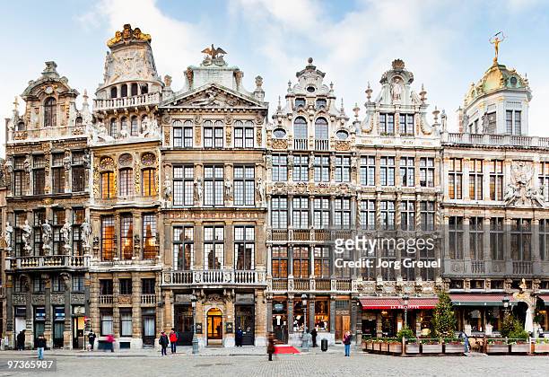 guildhalls at grand place - belgium stock pictures, royalty-free photos & images