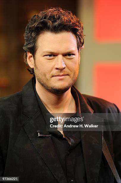 Musician Blake Shelton on-set during 45th Annual Academy Of Country Music Awards Nominations at CBS Early Show Studio Plaza on March 2, 2010 in New...