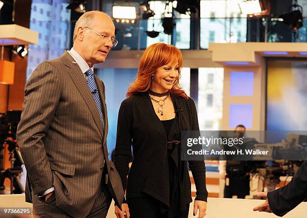 Co-anchor for the CBS News morning show Harry Smith and musician Reba McEntire on-set at the 45th Annual Academy Of Country Music Awards Nominations...