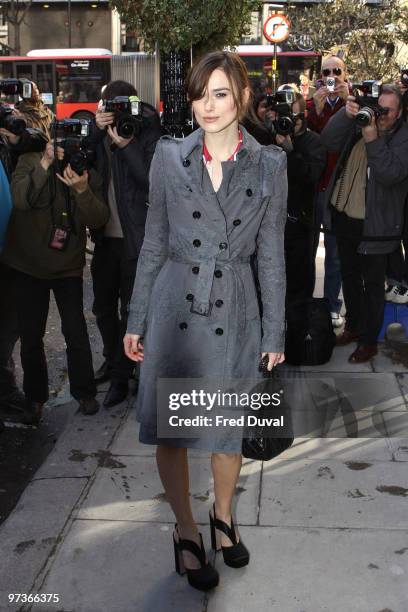 Keira Knightley attends The Laurence Olivier Awards nominee's luncheon at Haymarket Hotel on March 2, 2010 in London, England.