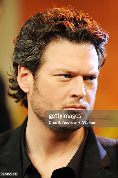 Musician Blake Shelton on-set during 45th Annual Academy Of Country Music Awards Nominations at CBS Early Show Studio Plaza on March 2, 2010 in New...