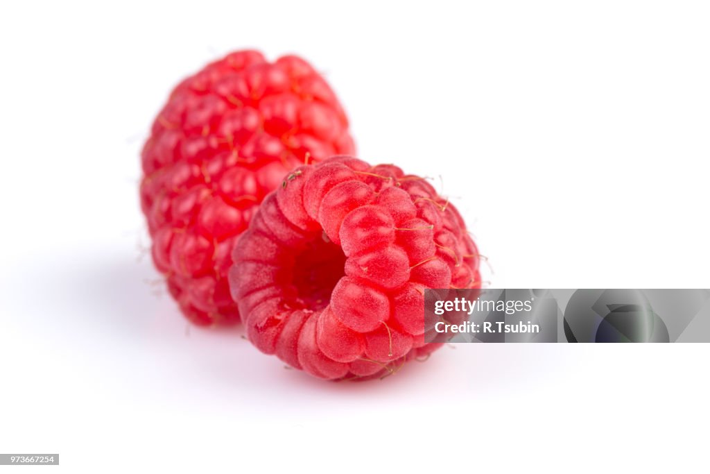 Fresh raspberry isolated on a white background