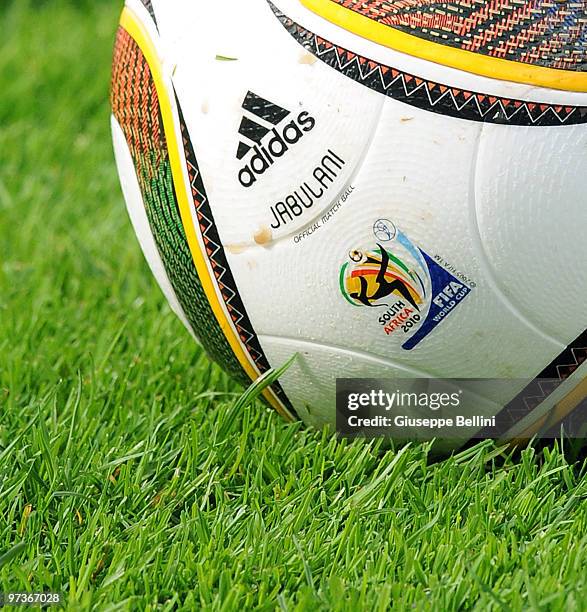Jabulani the official ball of 2010 FIFA World Championship during an Italy national team training session at FIGC Centre at Coverciano at Coverciano...