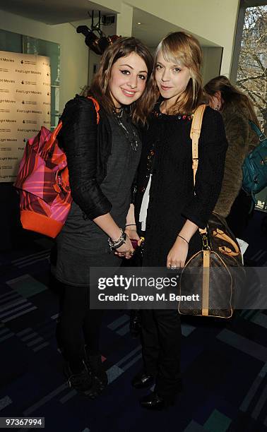 Georgia Groome and Antonia Campbell-Hughes attend the First Light Movie Awards at Odeon Leicester Square on March 2, 2010 in London, England.
