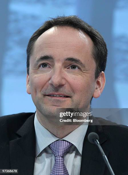 Jim Hagemann Snabe, co-chief executive officer of SAP AG, speaks at the CeBIT technology fair in Hanover, Germany, on Tuesday, March 2, 2010. Makers...