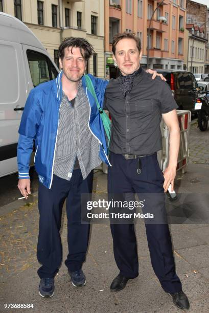 Nic Romm and Timo Jacobs attend the film preview of 'Der Sportpenner' on June 13, 2018 in Berlin, Germany.