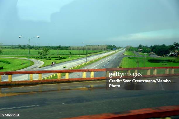 The highway junction at Aguada de Pasajeros, some 180 east of Havana, on June 11, 2018 in Aguada de Pasajeros, Cuba.