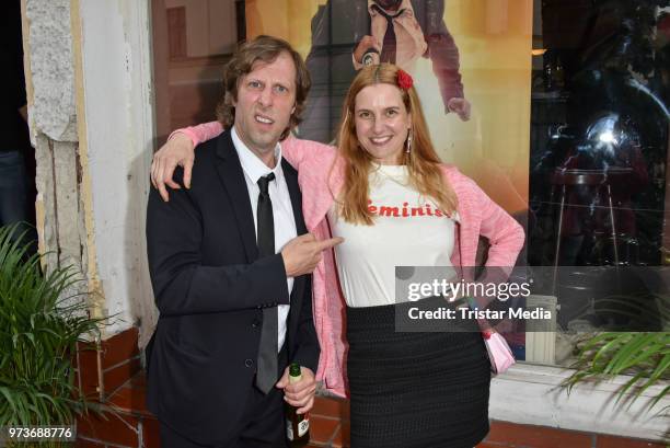 Oliver Korittke and Mirijam Verena Jeremic attend the film preview of 'Der Sportpenner' on June 13, 2018 in Berlin, Germany.