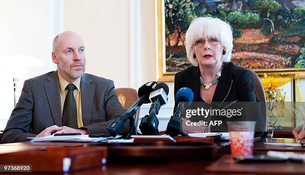 Icelandic Prime Minister Johanna Sigurdardottir and Finance Minister Steingrimur J. Sigfusson give a press conference on March 2, 2010. Iceland's...