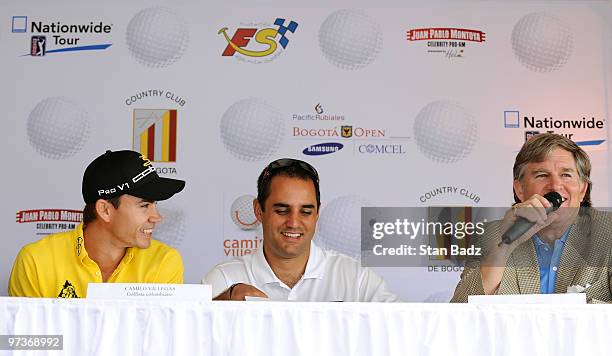 Camilo Villegas of Colombia, NASCAR Driver Juan Pablo Montoya of Colombia and Bill Calfee, President of the Nationwide Tour addressed the local media...