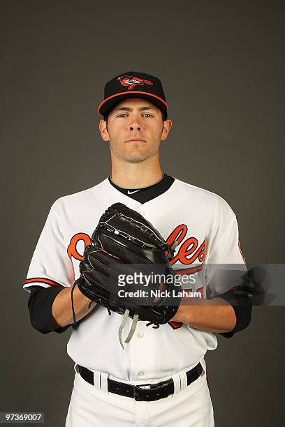 Jake Arrieta of the Baltimore Orioles poses for a photo during Spring Training Media Photo Day at Ed Smith Stadium on February 27, 2010 in Sarasota,...
