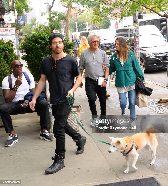 Jake Hoffman, Dustin Hoffman and Lisa Hoffman are seen walking in SoHo on June 13, 2018 in New York City.