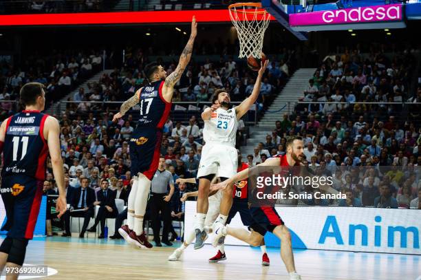 Sergio Llull, #23 guard of Real Madrid during the Liga Endesa game between Real Madrid and Kirolbet Baskonia at Wizink Center on June 13, 2018 in...